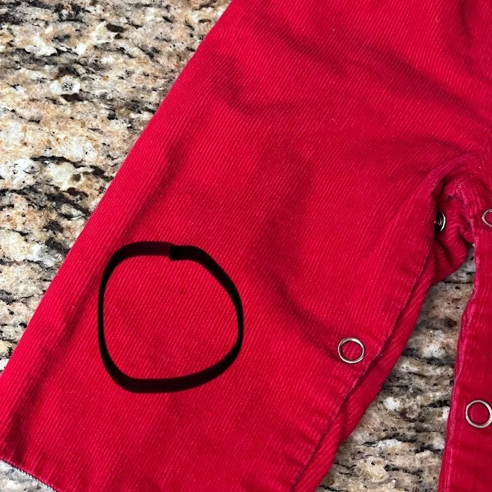 Vintage 80s 90s French Toast Red Corduroy Jumpsuit Overalls Baby 9M Lined